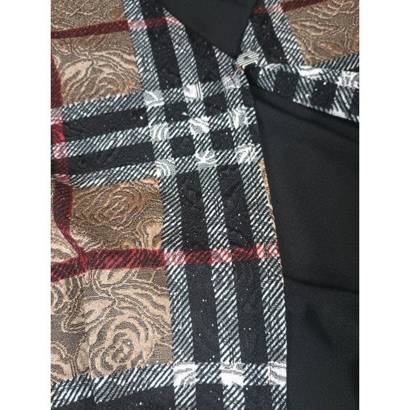 Serengeti Women Sz 1X Elegant Floral Roses Embossed Glitter Overlay Top - Picture 13 of 16